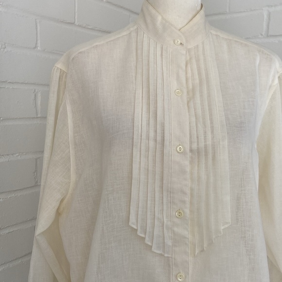 Womens Classic Poet White Blouse Top Size 16 - Picture 3 of 9